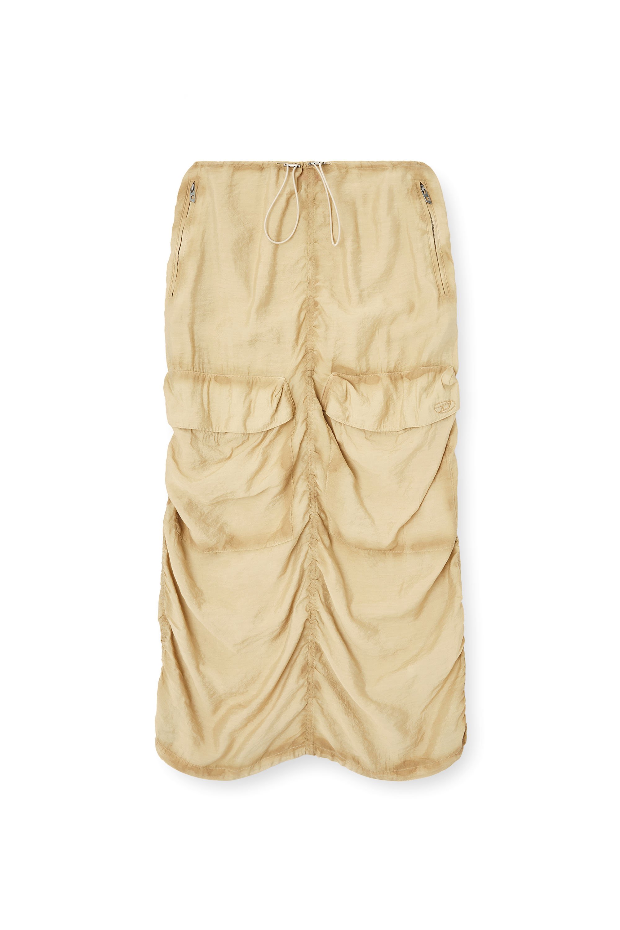 Diesel - O-RACLE, Woman's Cargo midi skirt in treated viscose-nylon in Beige - 3